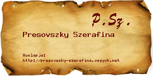 Presovszky Szerafina névjegykártya
